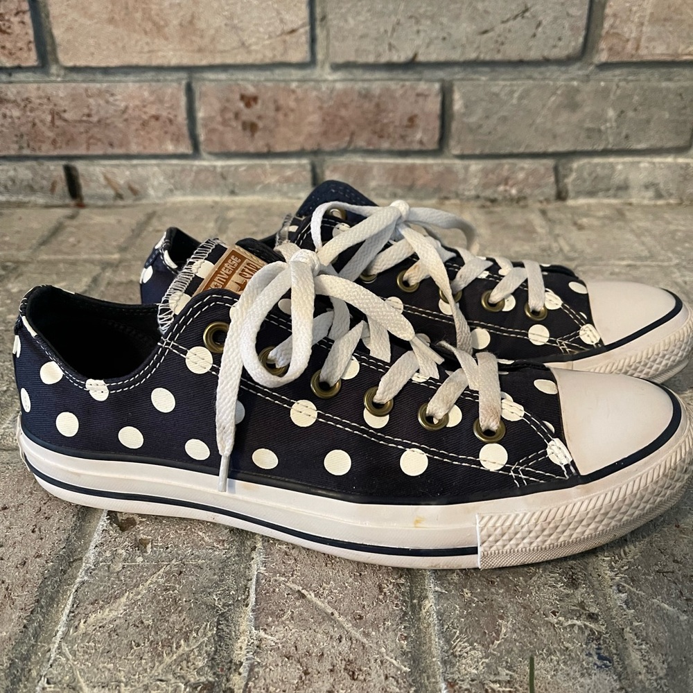 Converse All Stars Navy with white polka dots size 9